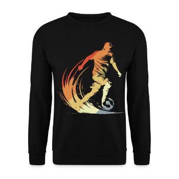 Fußballspieler Zeichnung Vintage Look - Unisex Pullover - Schwarz - Vorne - Alina (178cm) & Michal (187cm)