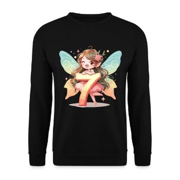 7 Jahre Fee Elfe Geburtstag Geschenk - Unisex Pullover - Schwarz - Vorne - Alina (178cm) & Michal (187cm)