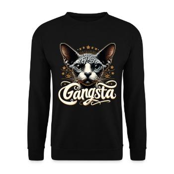 Cornish Rex Gangsta Hip Hop Cat Gift - Unisex Sweatshirt - black - Front - Alina (178cm) & Michal (187cm)