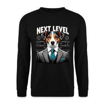 Jack Russell Terrier Anzug Next Level Geschenk - Unisex Pullover - Schwarz - Vorne - Alina (178cm) & Michal (187cm)