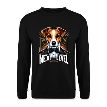 Jack Russell Terrier Smoking Next Level Geschenk - Unisex Pullover - Schwarz - Vorne - Alina (178cm) & Michal (187cm)