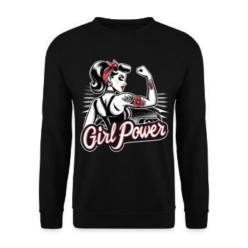 Girl Power Force Femme Rockabilly Cadeau - Sweat-shirt Unisexe - noir - Devant - Alina (178cm) & Michal (187cm)
