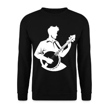 Dessin d’un joueur de banjo - Sweat-shirt Unisexe - noir - Devant - Alina (178cm) & Michal (187cm)