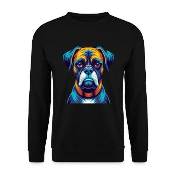 Boxer Hund Bunt Kawaii Cartoon Figur Haustier - Unisex Pullover - Schwarz - Vorne - Alina (178cm) & Michal (187cm)