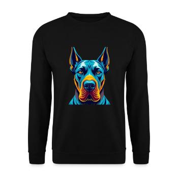 Chien Dogue Allemand Personnage De Dessin Animé Kawaii Coloré - Sweat-shirt Unisexe - noir - Devant - Alina (178cm) & Michal (187cm)