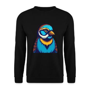 Moineau coloré Kawaii Dessin animé Personnage Clipart - Sweat-shirt Unisexe - noir - Devant - Alina (178cm) & Michal (187cm)