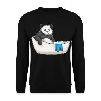 Panda Baden Badewanne - Unisex Pullover - Schwarz - Vorne - Alina (178cm) & Michal (187cm)