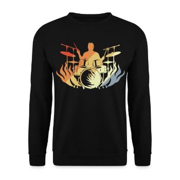 Drummer Musician 90s Look - Unisex Sweatshirt - black - Front - Alina (178cm) & Michal (187cm)