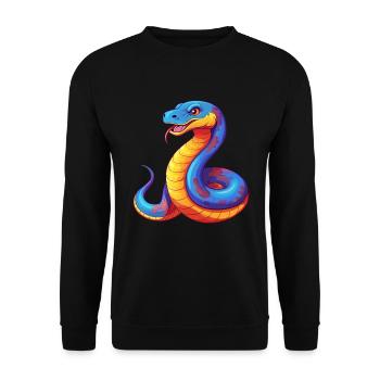 Anaconda Bunte Kawaii Cartoon Figur Clipart - Unisex Pullover - Schwarz - Vorne - Alina (178cm) & Michal (187cm)