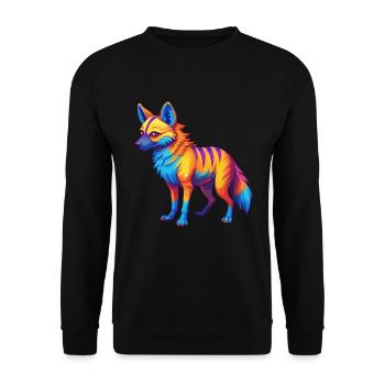 Aardwolf coloré Kawaii Dessin animé Personnage Clipart - Sweat-shirt Unisexe - noir - Devant - Alina (178cm) & Michal (187cm)
