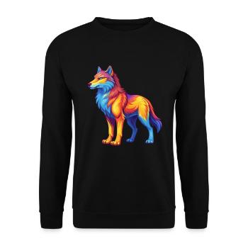 Arctic Wolf Colorful Kawaii Cartoon Character - Unisex Sweatshirt - black - Front - Alina (178cm) & Michal (187cm)