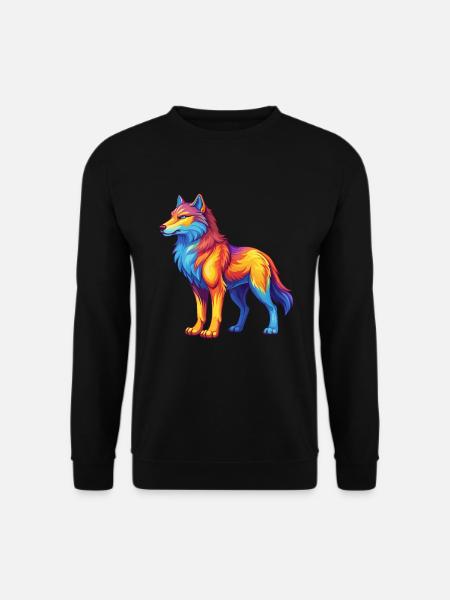 Arctic Wolf Bunte Kawaii Zeichentrickfigur - Unisex Pullover - Schwarz