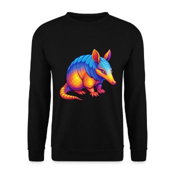 Armadillo Colorful Kawaii Cartoon Character Animal - Unisex Sweatshirt - black - Front - Alina (178cm) & Michal (187cm)