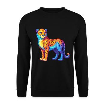 guépard coloré kawaii dessin animé personnage clipart - Sweat-shirt Unisexe - noir - Devant - Alina (178cm) & Michal (187cm)