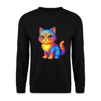 Cat Colorful Kawaii Cartoon Character Clipart - Unisex Sweatshirt - black - Front - Alina (178cm) & Michal (187cm)