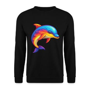 Dolphin Colorful Kawaii Cartoon Character Clipart - Unisex Sweatshirt - black - Front - Alina (178cm) & Michal (187cm)