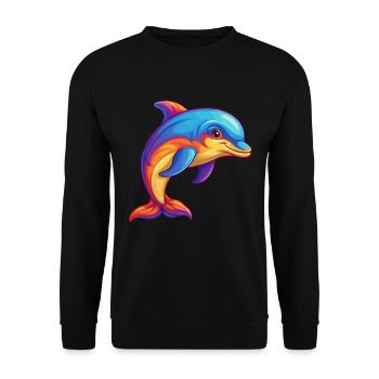 Dolphin Colorful Kawaii Cartoon Character Clipart - Unisex Sweatshirt - black - Front - Alina (178cm) & Michal (187cm)
