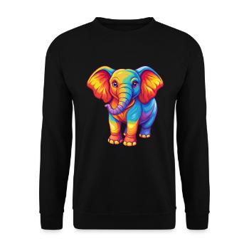 Elefant Bunte Kawaii Cartoon Figur Clipart - Unisex Pullover - Schwarz - Vorne - Alina (178cm) & Michal (187cm)