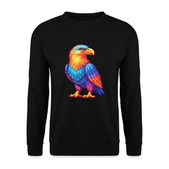 Adler Bunte Kawaii Cartoon Figur Clipart - Unisex Pullover - Schwarz - Vorne - Alina (178cm) & Michal (187cm)