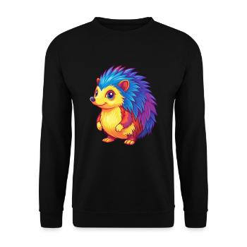 Hedgehog Colorful Kawaii Cartoon Character Clipart - Unisex Sweatshirt - black - Front - Alina (178cm) & Michal (187cm)