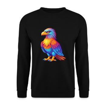 Adler Bunte Kawaii Cartoon Figur Clipart - Unisex Pullover - Schwarz - Vorne - Alina (178cm) & Michal (187cm)