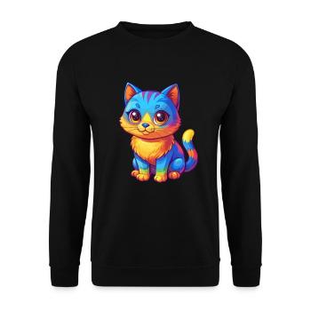 Cat Colorful Kawaii Cartoon Character Clipart - Unisex Sweatshirt - black - Front - Alina (178cm) & Michal (187cm)