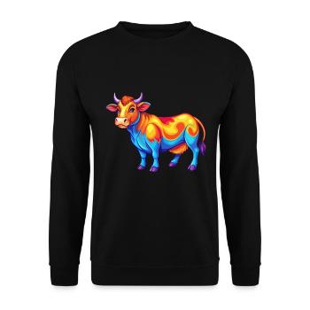 Cow Colorful Kawaii Cartoon Character Clipart - Unisex Sweatshirt - black - Front - Alina (178cm) & Michal (187cm)