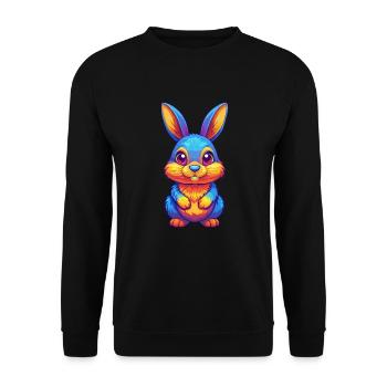 Hase Bunte Kawaii Cartoon Figur Clipart - Unisex Pullover - Schwarz - Vorne - Alina (178cm) & Michal (187cm)
