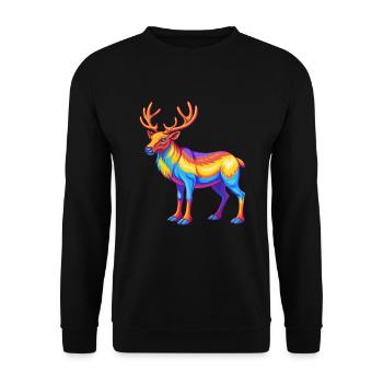Karibu Bunte Kawaii Cartoon Figur Clipart - Unisex Pullover - Schwarz - Vorne - Alina (178cm) & Michal (187cm)