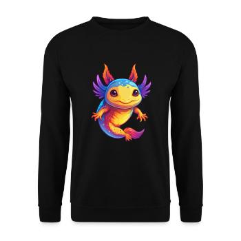 axolotl coloré Kawaii Dessin animé Personnage Clipart - Sweat-shirt Unisexe - noir - Devant - Alina (178cm) & Michal (187cm)