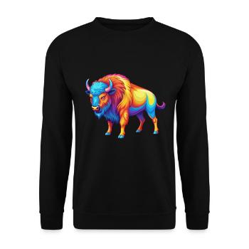 Bison Colorful Kawaii Cartoon Character Clipart - Unisex Sweatshirt - black - Front - Alina (178cm) & Michal (187cm)