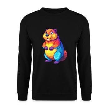 Beaver Colorful Kawaii Cartoon Character Clipart - Unisex Sweatshirt - black - Front - Alina (178cm) & Michal (187cm)