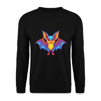 Chauve-souris coloré Kawaii dessin animé Personnage Clipart - Sweat-shirt Unisexe - noir - Devant - Alina (178cm) & Michal (187cm)