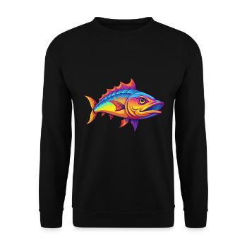 Barracuda Coloré Kawaii Dessin Animé Personnage Animal - Sweat-shirt Unisexe - noir - Devant - Alina (178cm) & Michal (187cm)