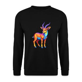 Antilope Bunte Kawaii Cartoon Figur Clipart - Unisex Pullover - Schwarz - Vorne - Alina (178cm) & Michal (187cm)