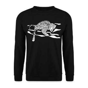Silhouette de saut léopard - Sweat-shirt Unisexe - noir - Devant - Alina (178cm) & Michal (187cm)