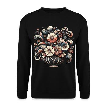 Elegant Floral Bouquet Art with Intricate Details - Unisex Sweatshirt - black - Front - Alina (178cm) & Michal (187cm)