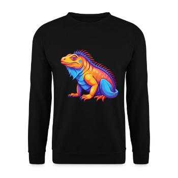 Iguana Colorful Kawaii Cartoon Character Clipart - Unisex Sweatshirt - black - Front - Alina (178cm) & Michal (187cm)