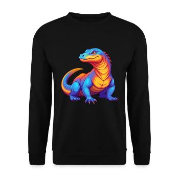 Komodo Dragon Colorful Kawaii Cartoon Character - Unisex Sweatshirt - black - Front - Alina (178cm) & Michal (187cm)