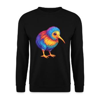 Kiwi Vogel Bunt Kawaii Cartoon Figur Tier - Unisex Pullover - Schwarz - Vorne - Alina (178cm) & Michal (187cm)