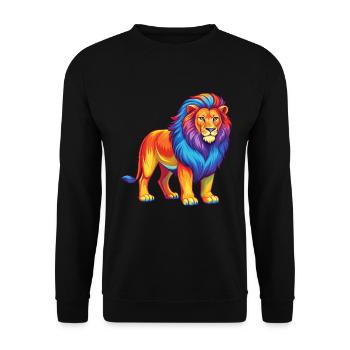 Lion Colorful Kawaii Cartoon Character Clipart - Unisex Sweatshirt - black - Front - Alina (178cm) & Michal (187cm)