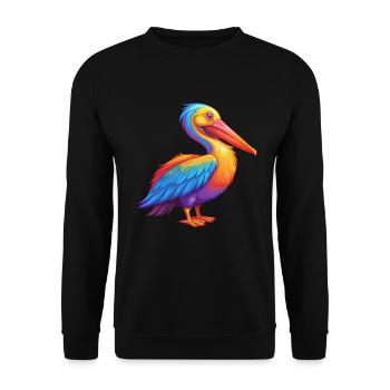 Pélican coloré Kawaii Dessin animé Clipart - Sweat-shirt Unisexe - noir - Devant - Alina (178cm) & Michal (187cm)