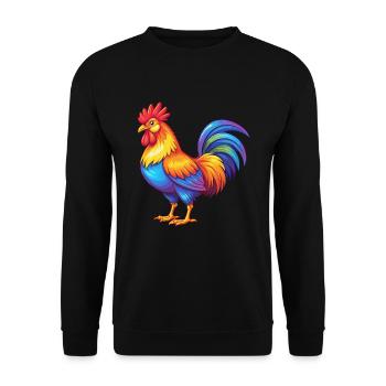 Hahn Bunte Kawaii Cartoon Figur Clipart - Unisex Pullover - Schwarz - Vorne - Alina (178cm) & Michal (187cm)