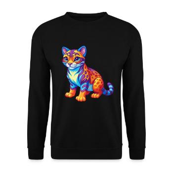Ocelot Bunte Kawaii Cartoon Figur Clipart - Unisex Pullover - Schwarz - Vorne - Alina (178cm) & Michal (187cm)