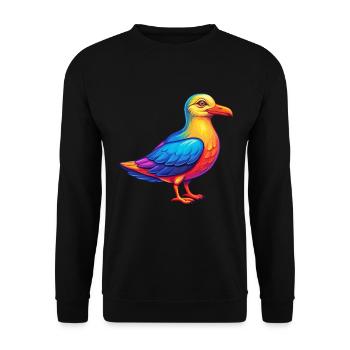 Möwe Bunte Kawaii Cartoon Charakter Clipart - Unisex Pullover - Schwarz - Vorne - Alina (178cm) & Michal (187cm)