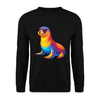 Siegel Bunte Kawaii Cartoon Figur Clipart - Unisex Pullover - Schwarz - Vorne - Alina (178cm) & Michal (187cm)