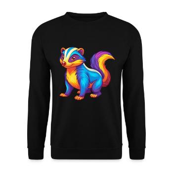 Skunk Bunte Kawaii Cartoon Charakter Clipart - Unisex Pullover - Schwarz - Vorne - Alina (178cm) & Michal (187cm)