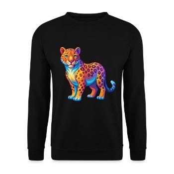Leopard Colorful Kawaii Cartoon Character Clipart - Unisex Sweatshirt - black - Front - Alina (178cm) & Michal (187cm)