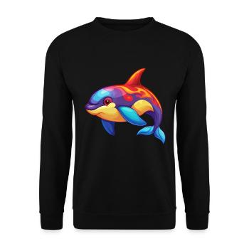 Orca Bunte Kawaii Cartoon Figur Clipart - Unisex Pullover - Schwarz - Vorne - Alina (178cm) & Michal (187cm)