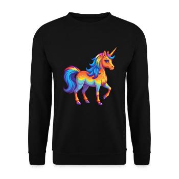 Einhorn Bunte Kawaii Cartoon Figur Clipart - Unisex Pullover - Schwarz - Vorne - Alina (178cm) & Michal (187cm)